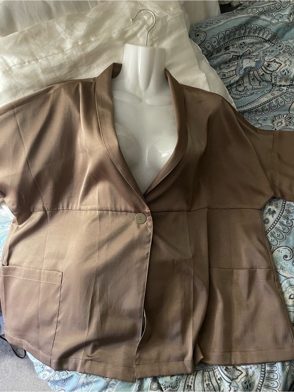 MarlaWynne Taupe Brown Relaxed Single-Button Blazer